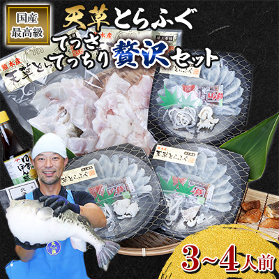 【毎月定期便】1日25セット限定!天草とらふぐてっさ・てっちり贅沢セット3～4人前(宇城市)全2回【配送不可地域：離島】【4056910】