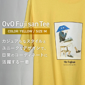Tシャツ 半袖 YELLOW Mサイズ 綿100％ 「 OvO Fuji san Tee 」 ユニセックス カジュアル ファッション 黄色 イエロー 富士山