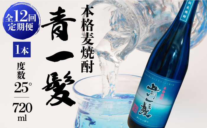 【12回定期便】本格 麦焼酎 青一髪 25° 720ml×1本 化粧箱入  / 贈答用 酒 焼酎 南島原市 / 久保酒造場 [SAY010]