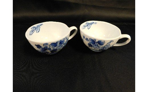 【伊万里焼】葡萄絵スープカップ2個セット（陶咲花） H407