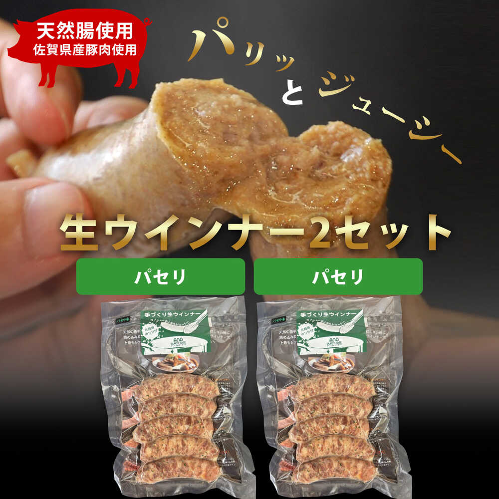 【ふるさと納税】生トン【パセリ味】豚生ウインナー 計10本（各40g×5本×2P） / ソーセージ ウインナー BBQ / 佐賀県 / 旬菜舎さと山 [41AABM048]