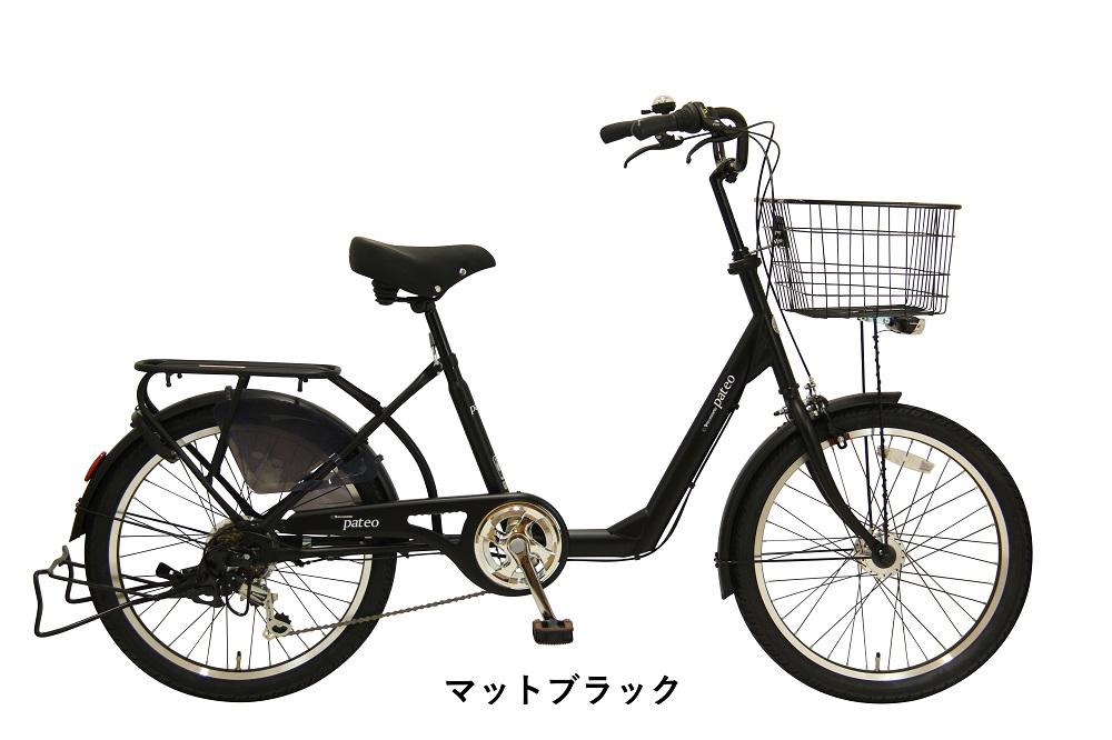 ヱビス自転車  パテオ 22インチ 小径自転車 シマノ製外装6段変速 電動なし（低床式フレーム 極太タイヤ シマノ製ローラーブレーキ 幼児2人同乗認定）【マットブラック】【 自転車 シマノ SHIMA