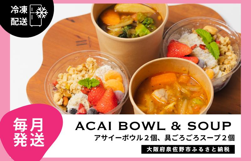 【定期便】アサイーボウル 2個＆具ごろごろスープ 2個 全12回【毎月配送コース 大阪 泉佐野 大阪府 泉佐野市】
