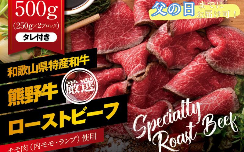 
             【父の日】特選黒毛和牛 熊野牛 赤身ローストビーフ 約500g（250g×2パック）タレ付き /ローストビーフ 牛肉 和牛 赤身 冷凍 ブロック 国産  父の日【mtf101-pp】
          