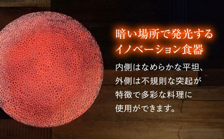 ルミナスシリーズ プレート (小) レッド 【暗闇に輝く、卓上の新たな魔法】 多治見市 / 丸モ高木陶器 ガラス 皿 食器 化粧箱入り[TBA213]