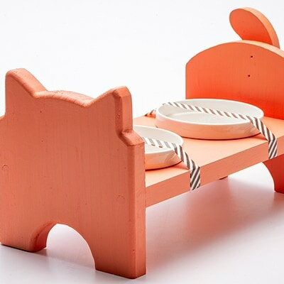 【ふるさと納税】ペット用品 猫ちゃん想いの猫型 フードスタンド オレンジ ペット 猫 ねこ　小郡市