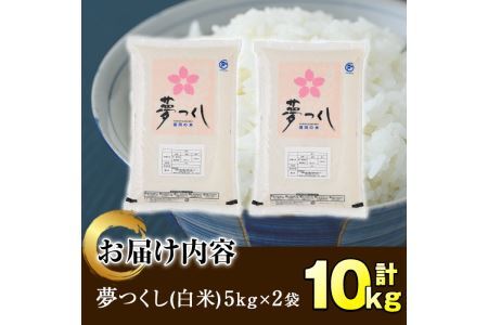 ＜令和8年産＞福岡県産ブランド米「夢つくし」白米(計10kg・5kg×2袋) お米 10キロ ごはん ご飯【ksg0372】【朝ごはん本舗】