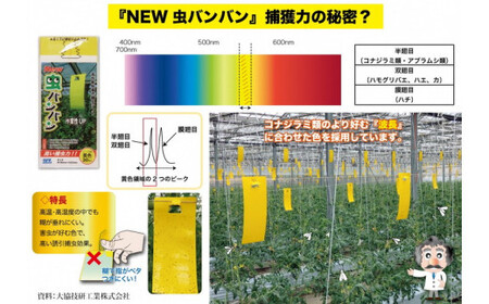 家庭菜園やビニールハウス栽培の必需品！害虫捕虫用粘着シート『NEW虫バンバン』20枚セット｜害虫対策 駆除 シート 強力 速効性 虫よけ 侵入※着日指定不可