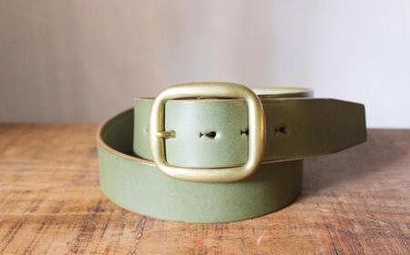 【minca】幅40mmベルト/32インチ  栃木レザーの希少な「ハーネスレザー」使用の贅沢な1枚革のレザーベルト オイルタイプ/オリーブ/HL-B03/OLIVE　618【小物 ファッション 人気 おすすめ 】