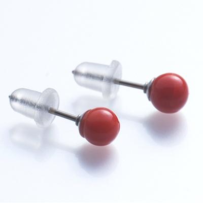 ふるさと納税 須崎市 赤珊瑚赤玉ピアス(チタン)お守り袋付