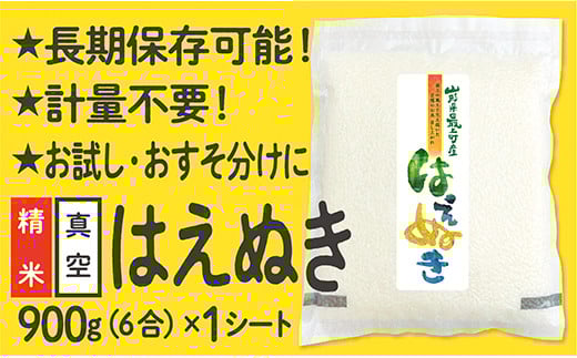 【配送先寄附者様限定】令和6年産 真空パック 山形県産 はえぬき 900g