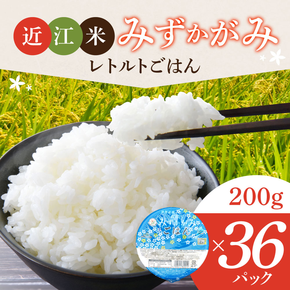 パックご飯 みずかがみ レトルトご飯 200g×36個 米 お米 簡単 レンジ パックライス ごはんパック パックご飯 白米 パックご飯 A-F05 JAグリーン近江