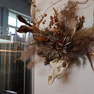 花鹿 ―ROKU― 鹿 角 オブジェ 飾り ドライフラワー インテリア シカ 鹿角 装飾 F4F-3316