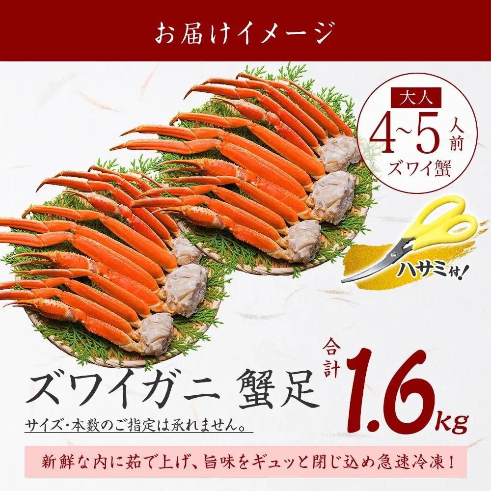 ズワイガニ 蟹足 ボイル 約800g×2【計1.6kg】 北海道 3479