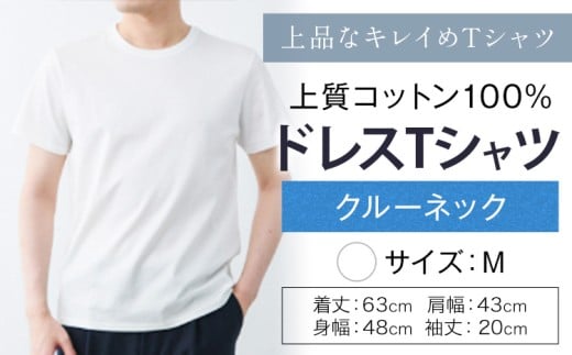上質コットン100%のドレスTシャツクルーネック サイズ M カラー ホワイト ライフスタイルアクセント《30日以内に出荷予定(土日祝除く)》 和歌山県 紀の川市 コットン100% メンズ Tシャツ 半袖 フォーマル カジュアル 送料無料