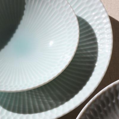 ふるさと納税 瑞浪市 【2枚SET】美濃焼 さざなみ 青白 21深皿 21×4cm プレート パスタ皿 そば皿 |  | 01