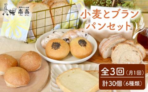 全3回定期便 小麦とブランのパンセット（卵・乳製品不使用）【天然パン工房楽楽】 【いとしまごころ】[AVC018]
