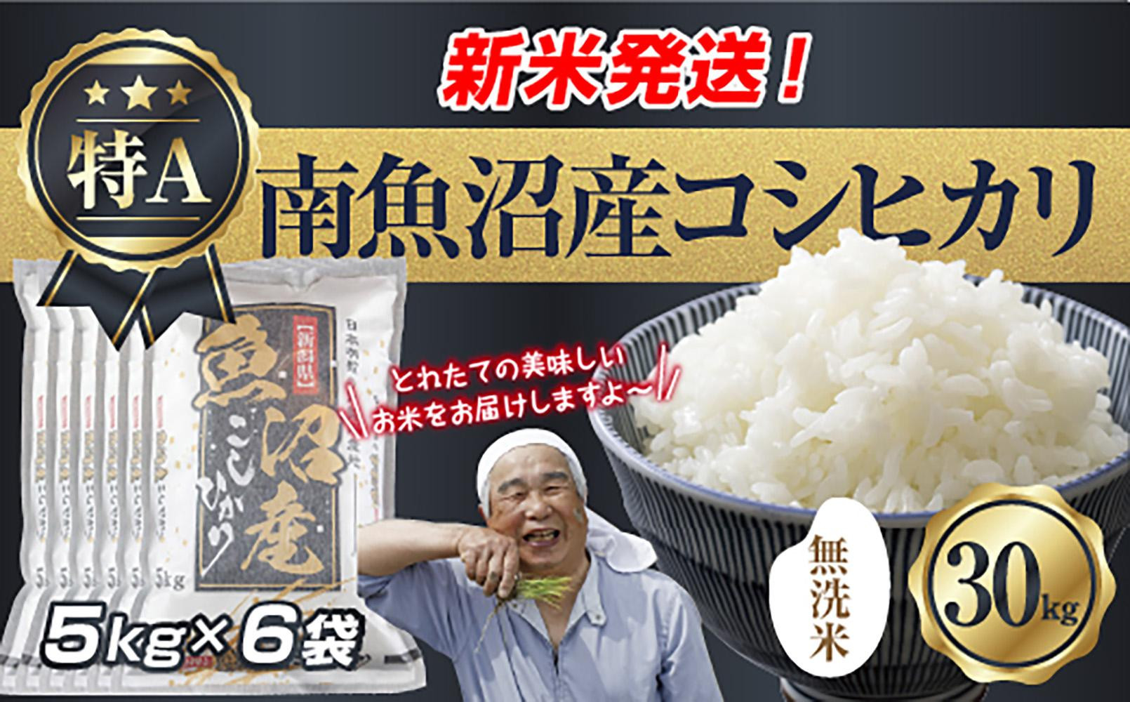 【令和8年産　新米予約】「無洗米」 新潟県 南魚沼産 コシヒカリ お米 5kg×6袋 計 30kg 精米済み（お米の美味しい炊き方ガイド付き） お米 こめ 白米 こしひかり 食品 人気 おすすめ  魚沼 南魚沼 南魚沼市 新潟県産 新潟県 精米 産直 産地直送【2026年10月中旬より1ヶ月以内に順次発送予定】