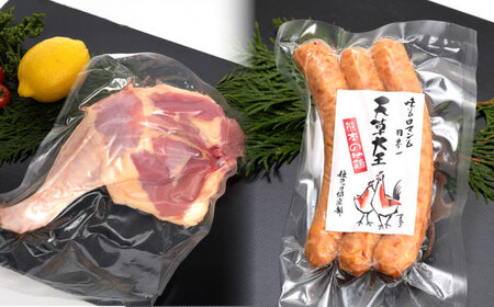 天草大王【アウトドアセット】幻の鶏 キャンプ BBQ 骨付き もも肉 約1.1kg!! 大手羽先 ソーセージ ブツ切りミックス 鶏肉[AYAN036]