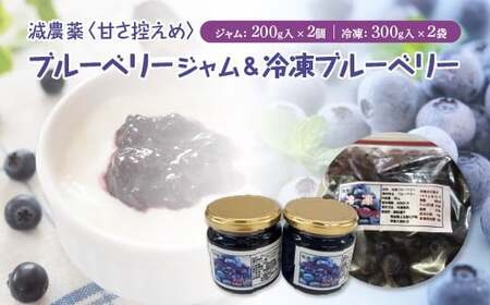 減農薬＜甘さ控えめ＞ブルーベリージャム（200g）と＜そのまま食べられる＞冷凍ブルーベリー（300g）　各2個セット　【02402-0434】