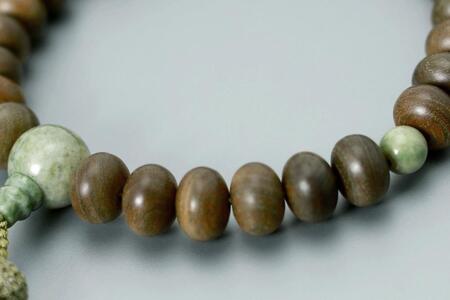 【京念珠】数珠 緑檀 独山玉 正絹房【土屋念珠店/男性用/メンズ/念珠/略式/3682】