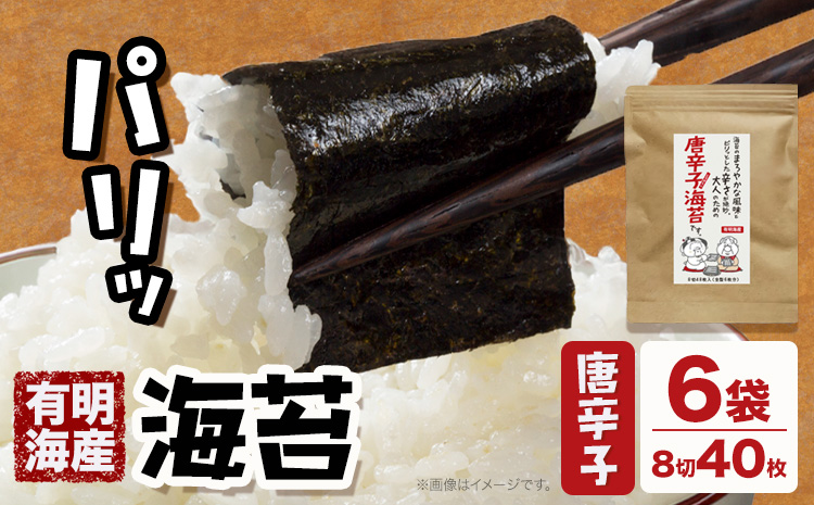 海苔 福岡有明のり とうがらし海苔 40枚入 × 6袋 朝ごはん本舗《90日以内に出荷予定(土日祝除く)》福岡県 鞍手郡 小竹町 小分け 唐辛子 有明海産 九州---sc_tgrs_90d_24_12
