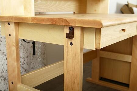 大川家具 ファイン 110cm デスクセット(デスク本体、本立、ワゴン) サクラ(バーチ) 野中木工所