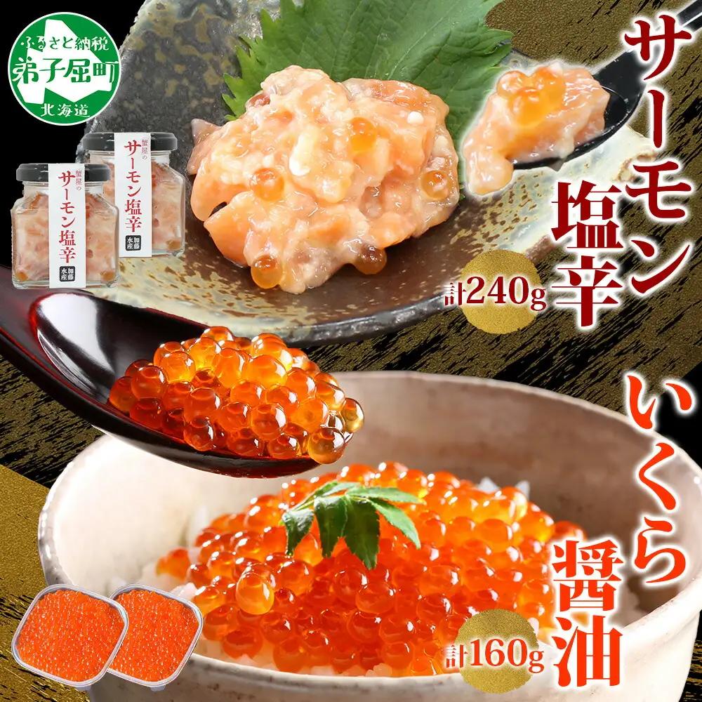 サーモン塩辛 120g いくら醤油漬け 80g 各2個 小分け サーモン 鮭 さけ サケ いくら イクラ 漬け 醤油漬け おつまみ アレンジ 海鮮 ご飯のお供 グルメ 冷凍 数量限定 送料無料 瓶 ギフト 贈り物 プレゼント 北海道 弟子屈町 3833