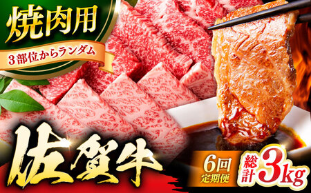 【6回定期便】佐賀牛 焼肉用 計3kg (500g×6回)  ※バラ・肩ロース・モモのいずれかの部位※しゃぶしゃぶ すきやき[FDB034]
