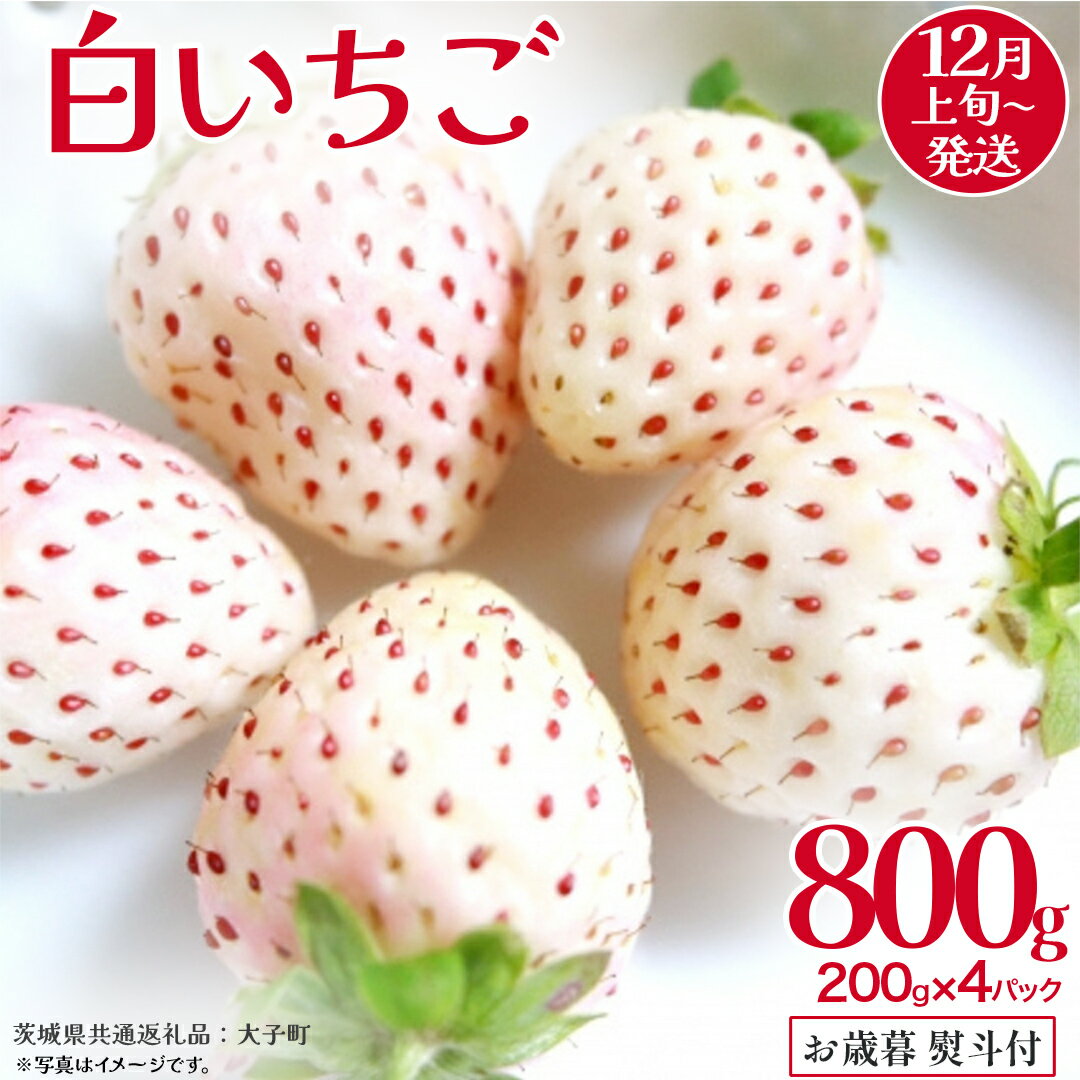 【ふるさと納税】【 お歳暮 熨斗付き 】 白いちご 200g（8～12粒）×4パック【2025年12月上旬発送開始】(茨城県共通返礼品：大子町) いちご 苺 果物 フルーツ 果実 贈答用 ギフト 贈り物