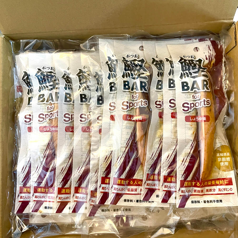 【3回定期便】鰹BAR for Sports（しょうゆ味 50本）カツオ スポーツ 筋トレ ダイエット 災害備蓄 栄養補給 サラダチキン プロテイン エネルギー補給 個包装 たんぱく質【J00063】