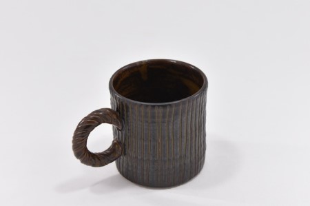 京焼「新羅釉木賊紋マグカップ」【黒】1個〈マグカップ 食器 工芸品