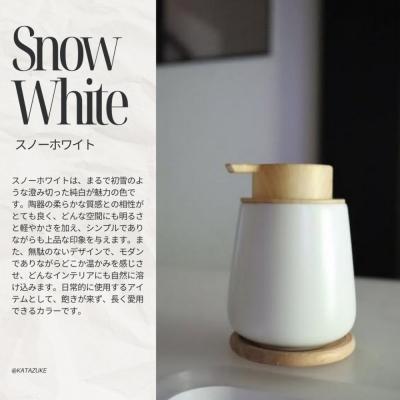 ふるさと納税 名古屋市 泡ソープ美濃焼ディスペンサー <スノーホワイト>木製コースター付き |  | 01