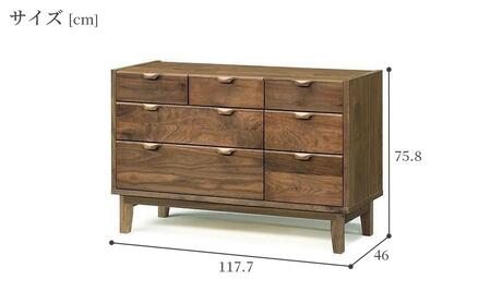 【幅117.7 奥行46 高さ75.8】ナタリー118-3ローチェスト（ウォールナット）