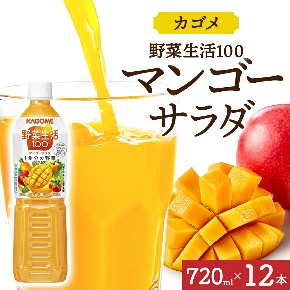 【ふるさと納税】野菜生活100 マンゴーサラダ 720mlPET×12 栃木県 那須塩原市 ペットボトル 野菜 果実 マンゴー ミックスジュース β-カロテン 黄色野菜 マルチビタミン KAGOME 送料無料