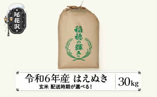 新米 米 30kg はえぬき 玄米 令和6年産 2024年12月下旬 kb-hagxb30-12s 生産者応援！