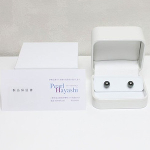 プラチナ 黒蝶真珠 9ミリ ピアス パールハヤシ / パール