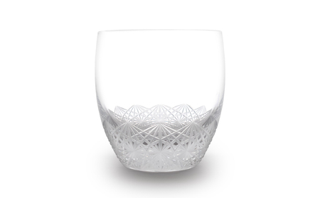 浅草切子 KANA KURITA「水晶オールド 菊繋ぎ」木箱入り_0012-134-T07