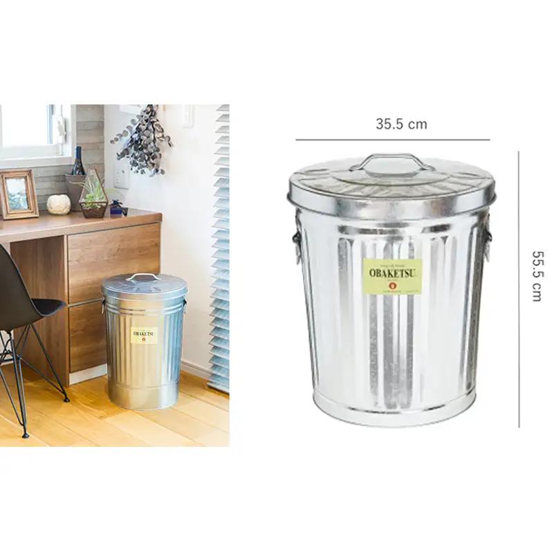 【2026年8月以降順次出荷予定】ゴミ箱 オバケツ ダストボックス 42L 【シルバー】渡辺金属工業 バケツ職人が作る トラッシュカン ゴミ入れ インテリア 雑貨 日用品 レトロ ゴミトタン バケツ 