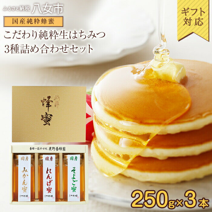 【ふるさと納税】【ギフト用】かの蜂 国産 蜂蜜 3本セット250g×3本（れんげ・みかん・そよご） ★ふるさと納税限定セット★ はちみつ 蜂蜜 ハチミツ ハニー 非加熱 純粋 国産 ギフト