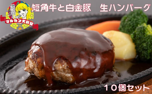 短角牛と白金豚 生ハンバーグ 10個セット【マルカンビル大食堂料理長監修】 【1840】