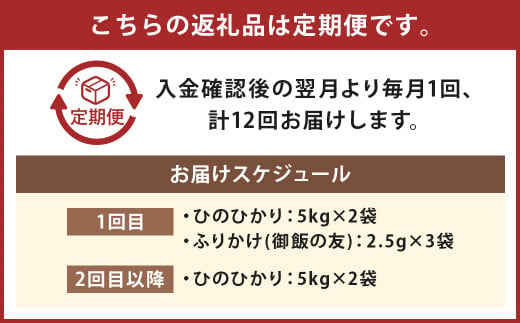 【12回定期便】ひのひかり 10kg (初回 ご飯の友 付き) 計120kg