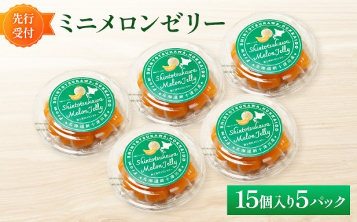 先行受付 ミニメロンゼリー 5パック（各15個入） ｜ オンライン 申請 ふるさと納税 北海道 新十津川 北海道産 メロンゼリー ゼリー メロン 赤肉メロン 赤肉 ひとくちゼリー 子供 こども スイーツ シャーベット お菓子 洋菓子 ギフト 贈り物 新十津川町【12010AA0101】