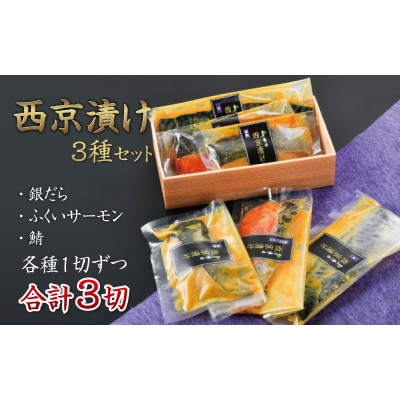 西京漬け 3種セット(銀だら・ふくいサーモン・鯖)【配送不可地域：離島】【1373671】