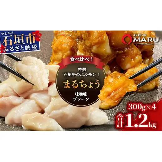 石垣牛 マルチョウ 300g×4パック 味噌味 プレーン 食べ比べ