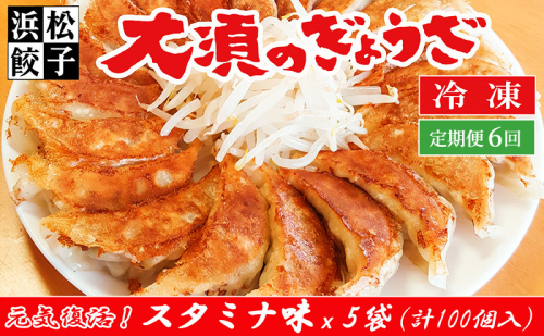 【定期便6回】浜松餃子 大須のぎょうざ［ 浜松ぎょうざ にんにくマシマシ！元気回復！＜ スタミナ味 ＞］× 5袋（1袋20個入、合計100個）