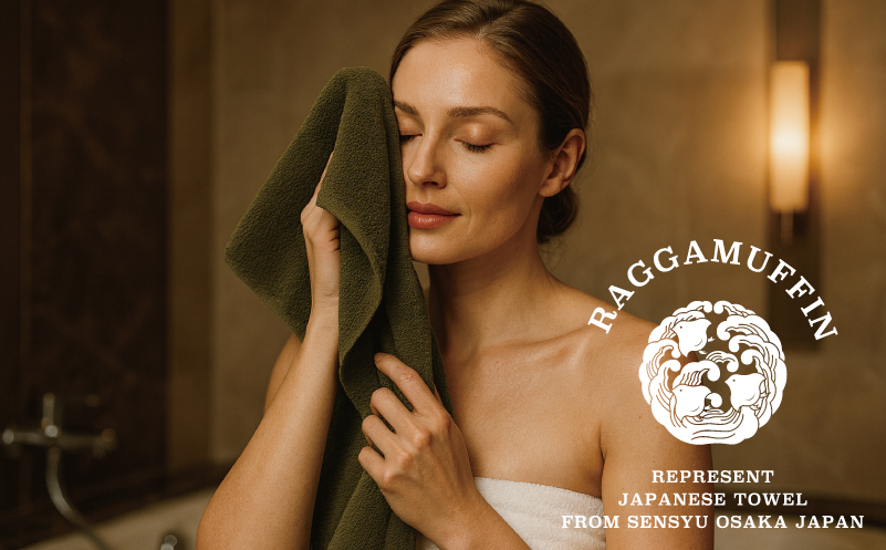 高級泉州タオル ラガマフィン バスタオル フェイスタオル カーキー 各1枚 【国産 日用品 上質 タオル 国内製造】 099H1518
