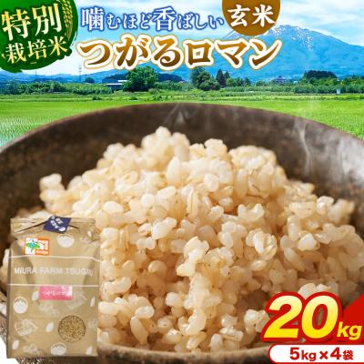 ふるさと納税 弘前市 米【特別栽培米】つがるロマン 玄米 20kg(5kg×4袋)令和7年産|24_mft-102001