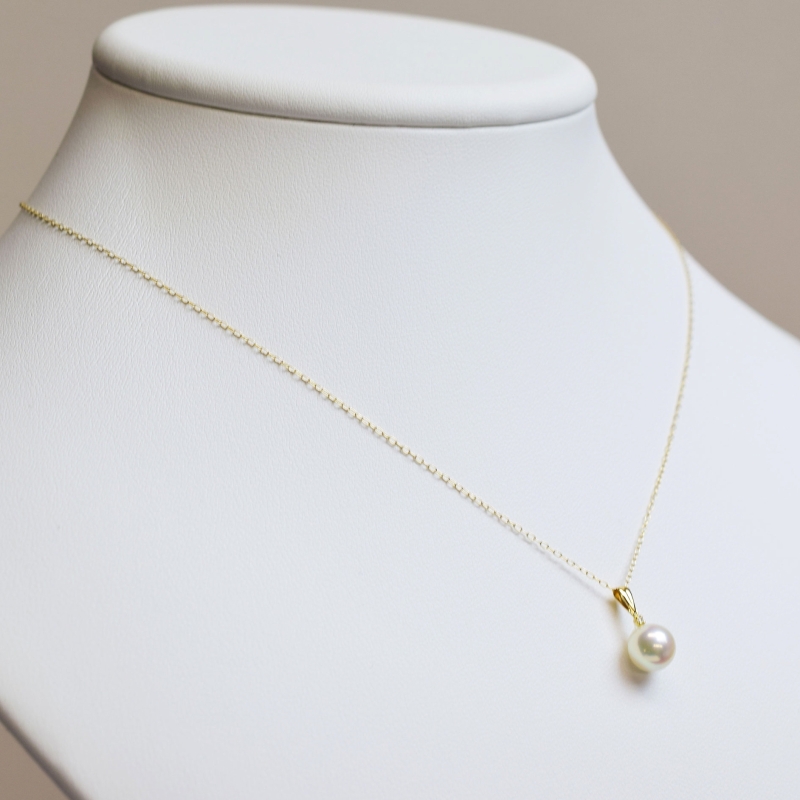 S101-435_あこや真珠 天草 ペンダント ネックレス ダイヤモンド 8mm - 8.5mm ホワイトピンク