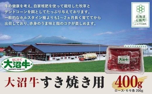  北海道ブランド牛大沼牛すき焼き用（ロース200g、モモ200g） ふるさと納税 人気 おすすめ ランキング 北海道ブランド牛 大沼牛 すき焼き 牛ロース 牛モモ 北海道 七飯町 送料無料 NAM001